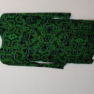 H&M green black dress with button on back Size 2